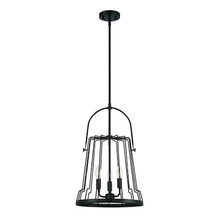 Designers Fountain Alba 3 Light Industrial Matte Black with Shades Chandelier For Dining Rooms D234C-14P-MB